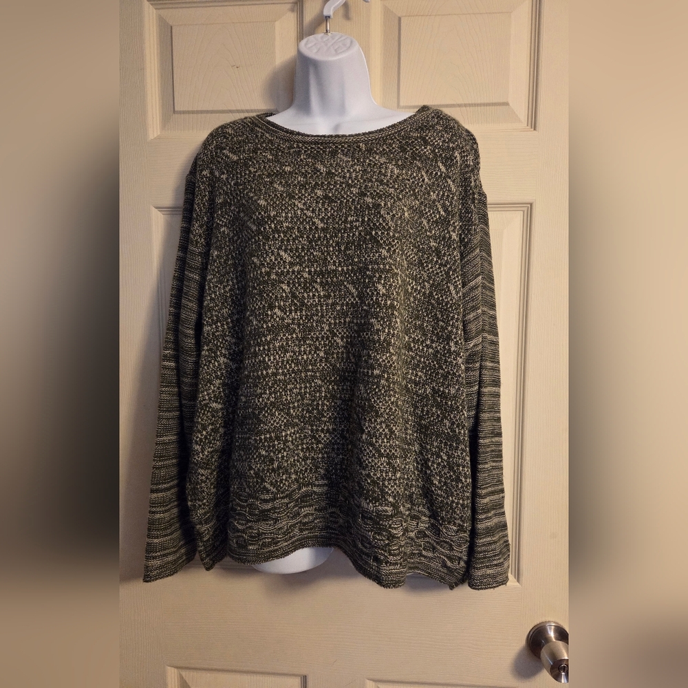 Bobbie Brooks green and white vintage knit sweater Size 18w/20w
